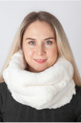 White rex rabbit fur neck warmer